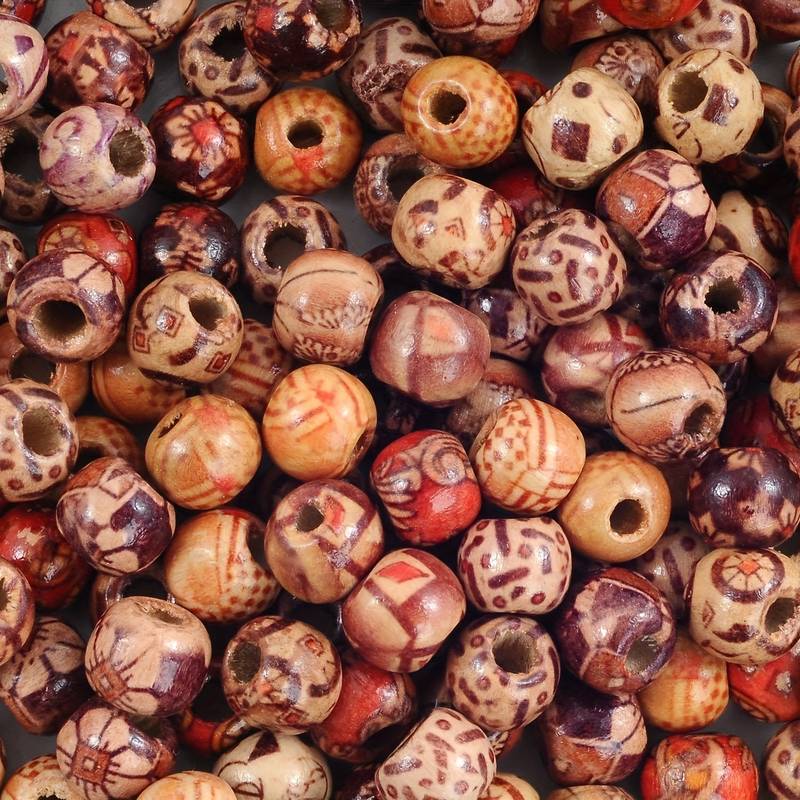 Natural Painted Wooden Beads Round Loose Beads Bulk Used For - Temu